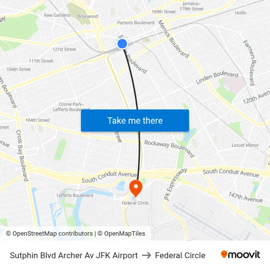 Sutphin Blvd Archer Av JFK Airport to Federal Circle map