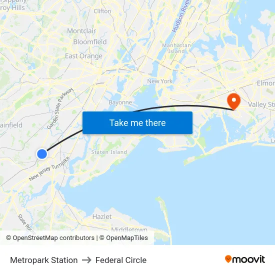 Metropark Station to Federal Circle map