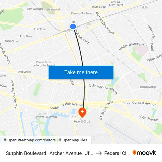 Sutphin Boulevard–Archer Avenue–Jfk Airport to Federal Circle map