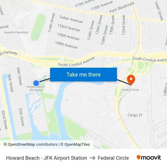 Howard Beach - JFK Airport Station to Federal Circle map
