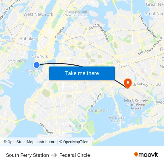South Ferry Station to Federal Circle map