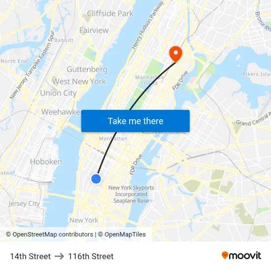 14th Street to 116th Street map