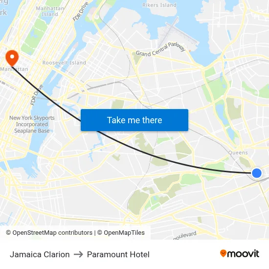 Jamaica Clarion, 138-05 Jamaica Ave to Paramount Hotel map