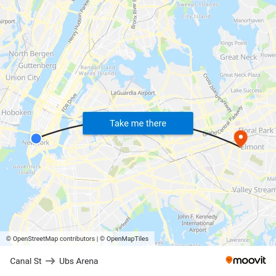 Canal St to Ubs Arena map