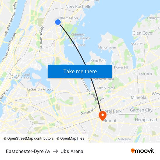 Eastchester-Dyre Av to Ubs Arena map