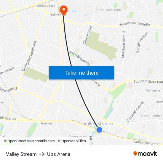 Valley Stream to Ubs Arena map