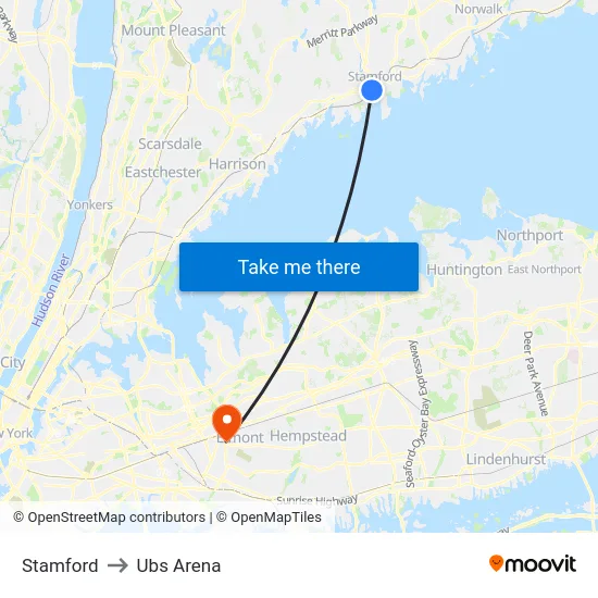 Stamford to Ubs Arena map