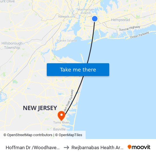 Hoffman Dr/Woodhaven Blvd to Rwjbarnabas Health Arena map