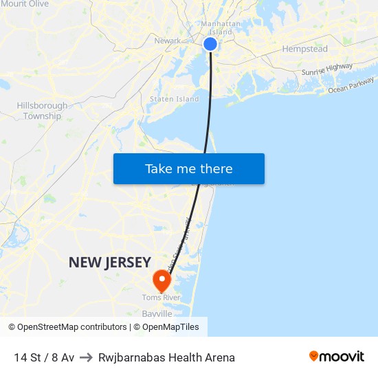 14 St / 8 Av to Rwjbarnabas Health Arena map