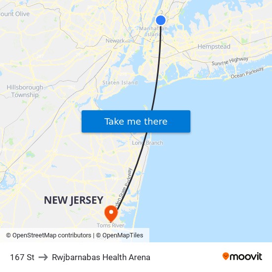 167 St to Rwjbarnabas Health Arena map