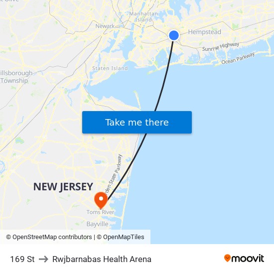 169 St to Rwjbarnabas Health Arena map