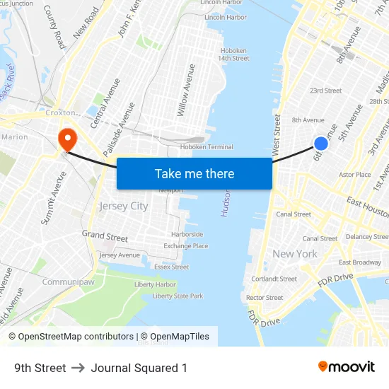 9th Street to Journal Squared 1 map