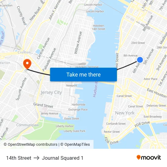 14th Street to Journal Squared 1 map
