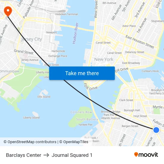 Barclays Center to Journal Squared 1 map