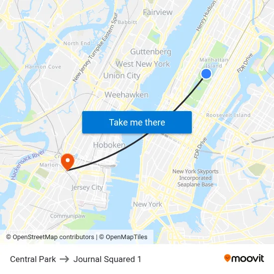 Central Park to Journal Squared 1 map
