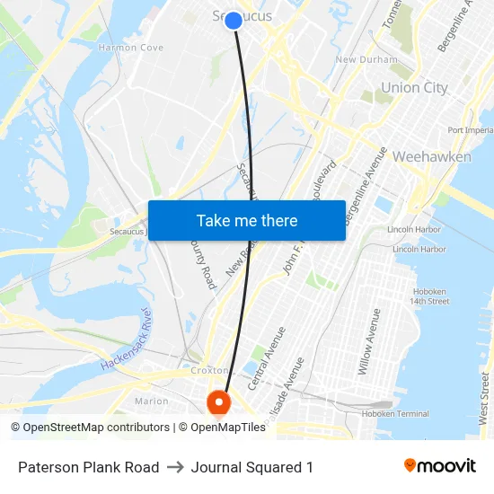Paterson Plank Road to Journal Squared 1 map