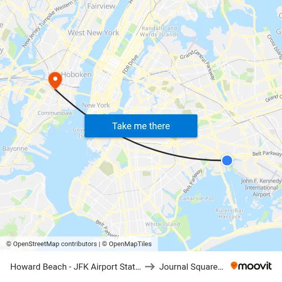 Howard Beach - JFK Airport Station to Journal Squared 1 map