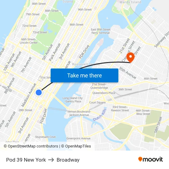 Pod 39 New York to Broadway map