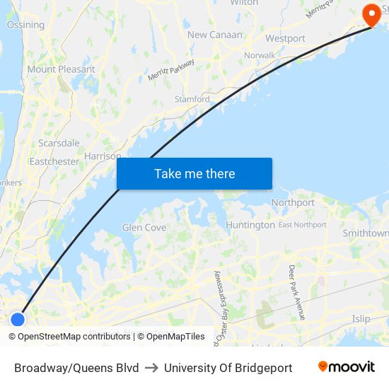 Broadway/Queens Blvd to University Of Bridgeport map