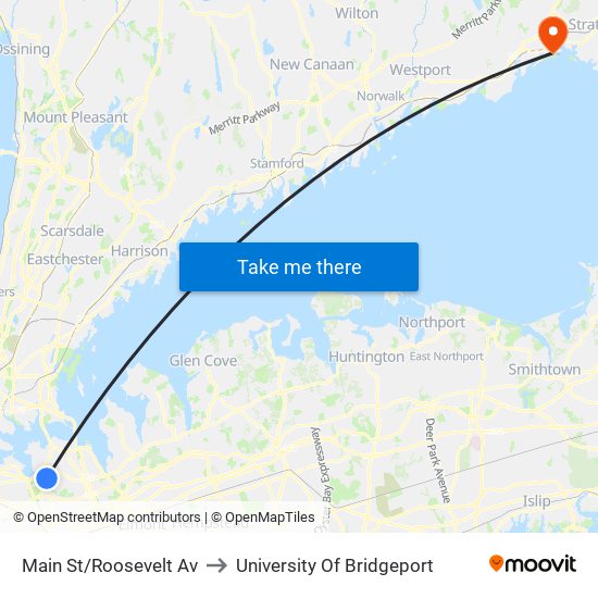 Main St/Roosevelt Av to University Of Bridgeport map
