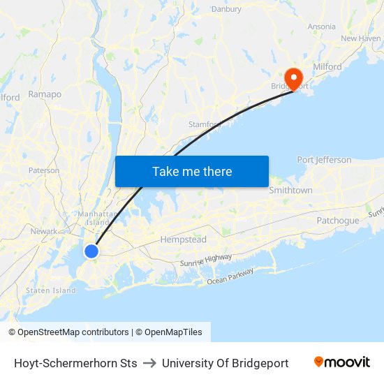 Hoyt-Schermerhorn Sts to University Of Bridgeport map