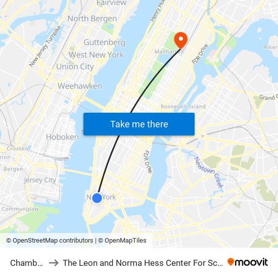 Chambers St to The Leon and Norma Hess Center For Science and Medicine map