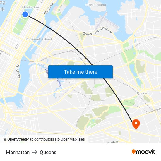 Manhattan to Queens map