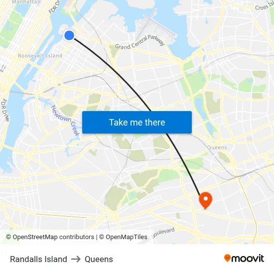 Randalls Island to Queens map