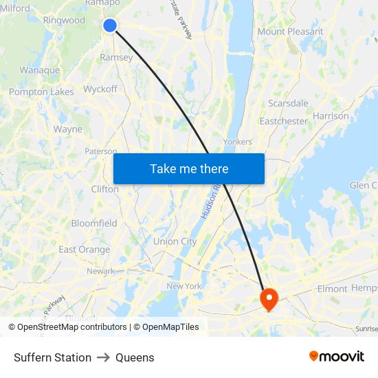Suffern Station to Queens map