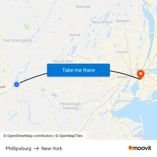 Phillipsburg to New-York map