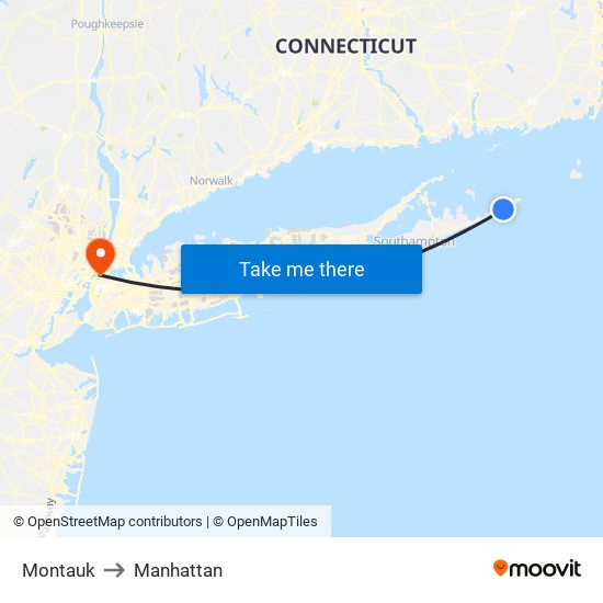 Montauk to Manhattan map