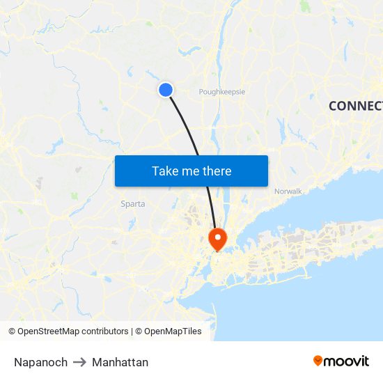 Napanoch to Manhattan map