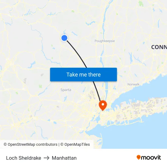 Loch Sheldrake to Manhattan map