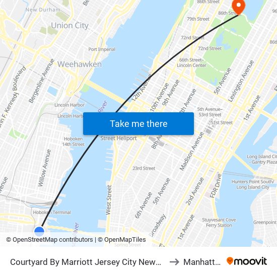 Courtyard By Marriott Jersey City Newport to Manhattan map