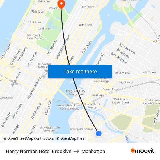 Henry Norman Hotel Brooklyn to Manhattan map