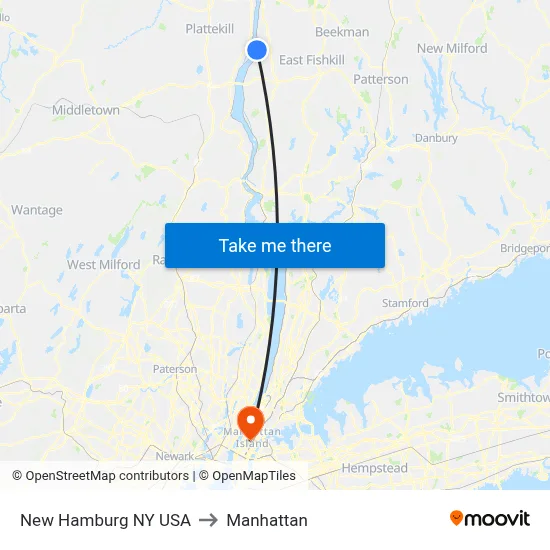 New Hamburg NY USA to Manhattan map
