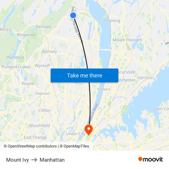 Mount Ivy to Manhattan map