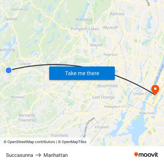Succasunna to Manhattan map