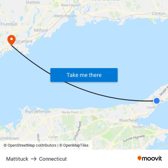 Mattituck to Connecticut map