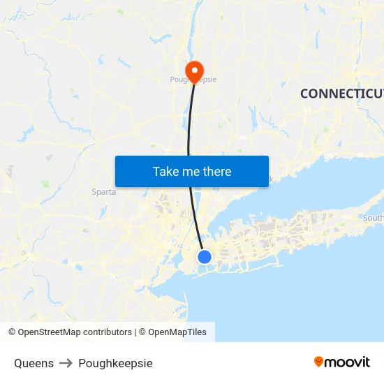Queens to Poughkeepsie map