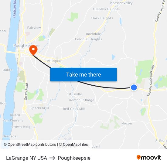 LaGrange NY USA to Poughkeepsie map