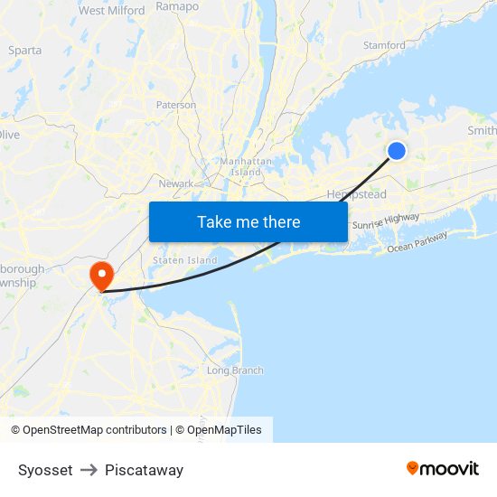 Syosset to Piscataway map