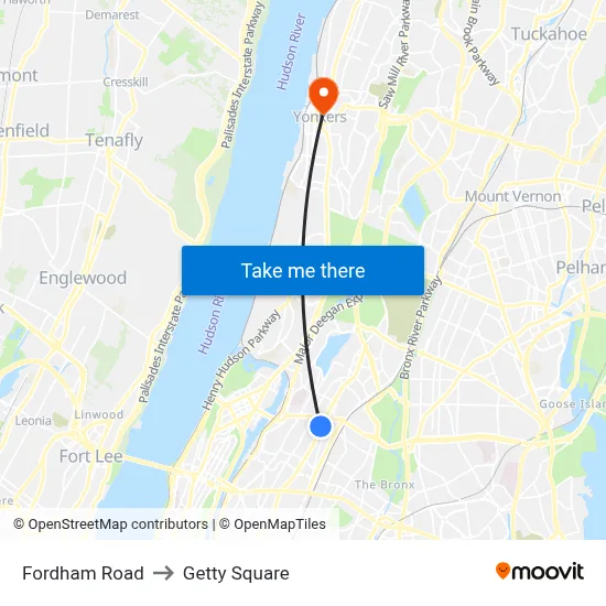 Fordham Road to Getty Square map