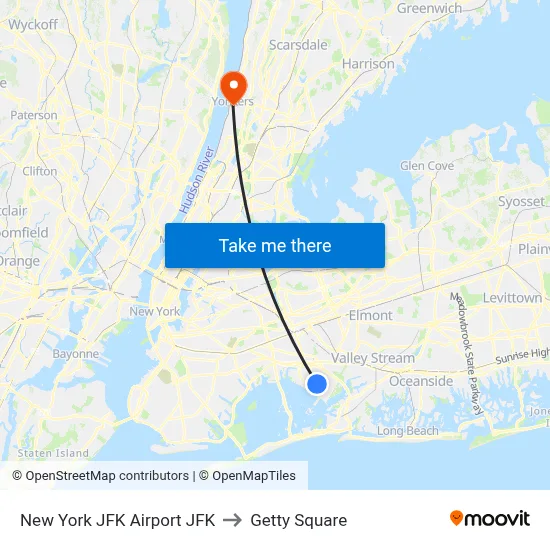 New York JFK Airport JFK to Getty Square map