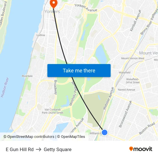 E Gun Hill Rd, Bronx (New York City), NY 10467 to Getty Square map