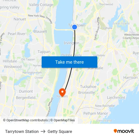 Tarrytown Station to Getty Square map