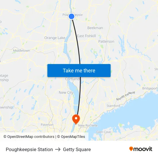 Poughkeepsie Station to Getty Square map