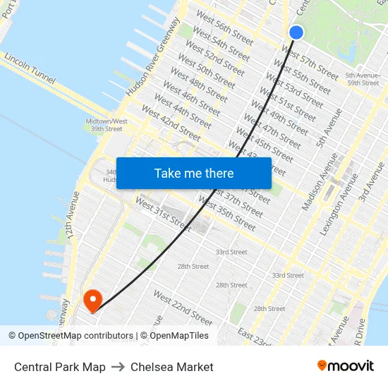 Central Park Map to Chelsea Market map
