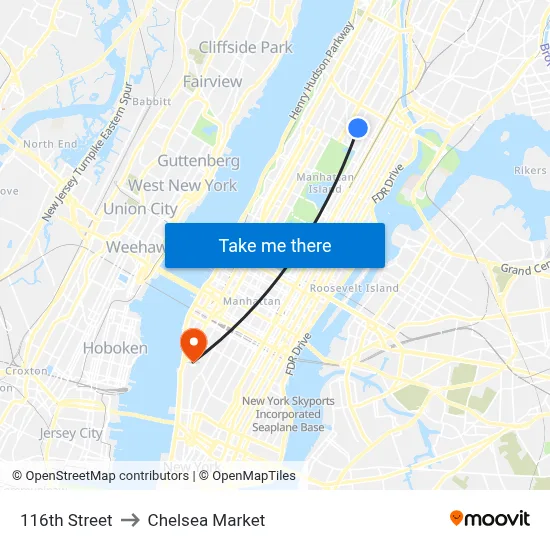 116th Street to Chelsea Market map
