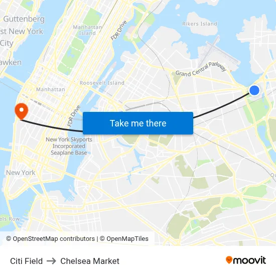 Citi Field to Chelsea Market map